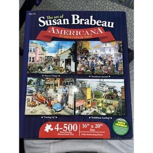 The Art Of Susan Brabeau Americana Puzzle Collection (4) 500pc Puzzles 16” X 20”